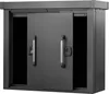 A dark gray metal storage cabinet with sliding doors. Anteprima dell’immagine prodotto