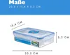 A clear shot of a food storage container with dimensions indicated by lines and text. Náhľad obrázku produktu