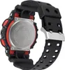 Close-up view of the back of a G-Shock watch, showing the metal case back and part of the black and red strap. Náhľad obrázku produktu