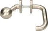 A stainless steel door handle set with a round knob on one side and a lever on the other, mounted on a white background. Podgląd zdjęcia produktu