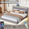 Čalúnená plávajúca posteľ 160 x 200 cm s LED svetlami a Náhľad obrázku produktu 3
