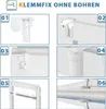 Collage of six close-up images illustrating the installation steps for a window blind. Produktbild-Vorschau