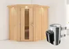 Karibu Sauna Innensauna Saja Eckeinstieg Ofen 3,6 kW intgr. Produktbild-Vorschau 2
