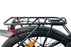 A close-up view of the rear rack and wheel of a black bicycle. Produktbild-Vorschau