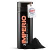 A black bottle of hair thickening powder with an orange label and a white tag, with a pile of black powder in front of it. Anteprima dell’immagine prodotto