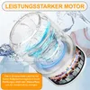 A close-up illustration of a washing machine's internal mechanism with water swirling, highlighting its powerful motor and cleaning action. Produktbild-Vorschau