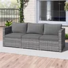COSTWAY Sofa ogrodowa z polyratanu z poduszkami, 3-osobowa Podgląd zdjęcia produktu 7