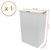 Panier à linge en plastique blanc avec couvercle, aspect Voir les images du produit 2