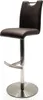 A studio shot of a brown bar stool with a silver base and footrest. Voir les images du produit
