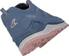 A single blue LOWA shoe is shown from a side-angle, with the sole facing the viewer. Voir les images du produit