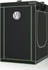 A black grow tent with green trim, shown from a slightly angled front view, isolated on a white background. Produktbild-Vorschau
