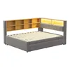 A bed with a headboard featuring shelves and LED lighting. Náhled obrázku produktu