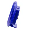 A side view of a blue alarm clock on a white background. Produktbild-Vorschau