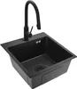 A black kitchen sink with a black faucet against a white background. Náhled obrázku produktu