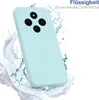 A light blue phone case is shown with water splashing around it, suggesting water resistance. Produktbild-Vorschau