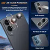 A collage of images showcasing a phone camera lens protector with various features highlighted. Produktbild-Vorschau
