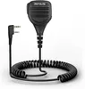 A black microphone with a coiled cable and a dual-pin connector is shown against a white background. Produktbild-Vorschau