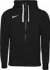 A black Nike hooded jacket with white drawstrings and a white Nike logo on the left chest, shown from the front. Produktbild-Vorschau