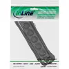 A black power strip with multiple outlets is shown in its packaging. Produktbild-Vorschau