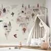 Vlies Fototapete - Beige World - Continents With Animals in Produktbild-Vorschau 1