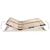 A wooden bed frame with adjustable slats is shown on a white background. Produktbild-Vorschau