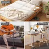 A collage showing a portable laptop stand used as a bedside table, a sofa table, and a standing desk. Produktbild-Vorschau