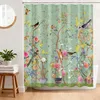 Duschvorhang 180 x 180 cm mit Blumen- und Vogelmuster, Produktbild-Vorschau 1