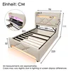 A diagram of a bed with dimensions and features highlighted. Produktbild-Vorschau