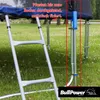 A trampoline ladder and support pole with text overlay. Produktbild-Vorschau