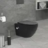 A modern black wall-mounted toilet with a bidet function in a bathroom setting. Náhľad obrázku produktu