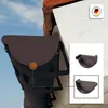 A close-up view of a dark brown gutter end piece attached to a house, with inset images showing the product in detail. Produktbild-Vorschau