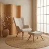 MENZZO Fauteuil scandinave + pouf Lylou Tissu Beige Voir les images du produit 4
