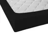 A close-up view of a black fitted sheet on a mattress. Produktbild-Vorschau