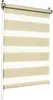 A close-up, studio shot of a cream and white striped roller blind, also known as a zebra blind, hanging down. Produktbild-Vorschau