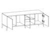 AX LIVING Buffet TV Delvine 175 cm Blanc - avec pieds dorés Voir les images du produit 5