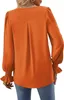 ASKSA Damen Bluse V-Ausschnitt Chiffon Plissee Produktbild-Vorschau 5