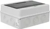 A white electrical junction box with a black lid, shown from a slightly elevated angle against a white background. Podgląd zdjęcia produktu