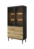 Hochvitrine Eiche Evoke/Schwarz Mit Lamellen Und Produktbild-Vorschau 3