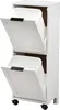 A white kitchen cart with two open bins on wheels. Náhled obrázku produktu