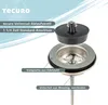 A disassembled sink drain valve with labels pointing to its components. Produktbild-Vorschau