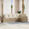 5-tlg. Garten-Sofagarnitur mit Kissen Beige Poly Rattan Produktbild-Vorschau 1