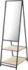 A full-length mirror with two wooden shelves on a white background. Podgląd zdjęcia produktu