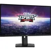 A black MSI LED monitor with a gaming-themed wallpaper displayed on its screen, shown from a front-facing angle on a white background. Produktbild-Vorschau