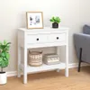 vidaXL Konzolový stôl biely 75x35x75 cm Masívne borovicové Náhľad obrázku produktu 2