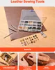 A collage of images showing leather sewing tools and their use. Náhľad obrázku produktu