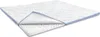 A white mattress topper with blue trim and a wavy pattern is shown on a white background. A corner of the topper is lifted to reveal a textured underside. Anteprima dell’immagine prodotto