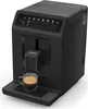 A black KRUPS automatic espresso and cappuccino machine is shown with a cup of espresso. Voir les images du produit