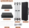 A flat lay image showing the contents of a pop-up gazebo package, including the frame, fabric covers, stakes, and rope. Podgląd zdjęcia produktu