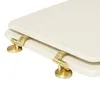 Close-up of a toilet seat with brass hinges. Produktbild-Vorschau