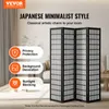 A room divider is shown in a living room setting, with text overlays highlighting its features. Produktbild-Vorschau